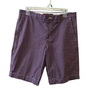 Ben Sherman Men's Red & White Checked Shorts Size 30